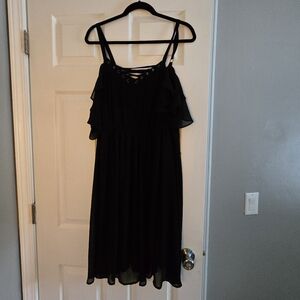 Black Lattice Chiffon Mini Dress